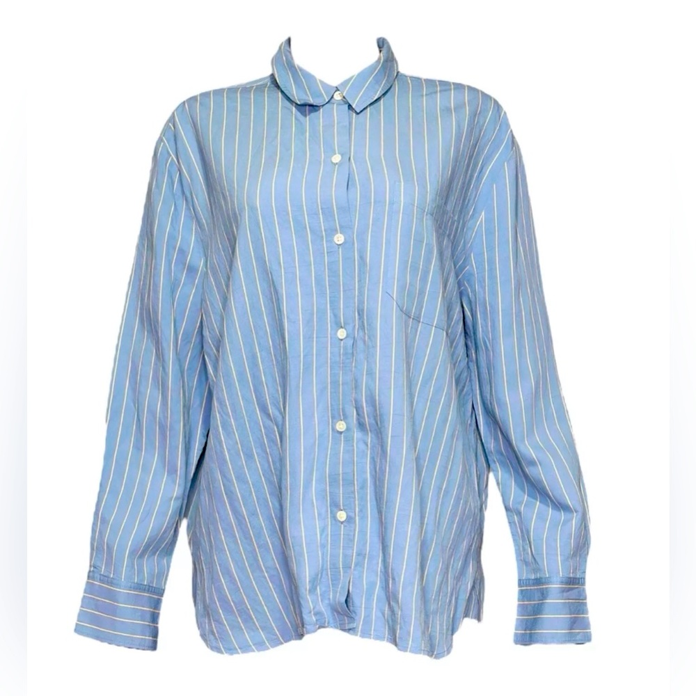 Jenni Kayne Blue Striped Button Down Top - XXL